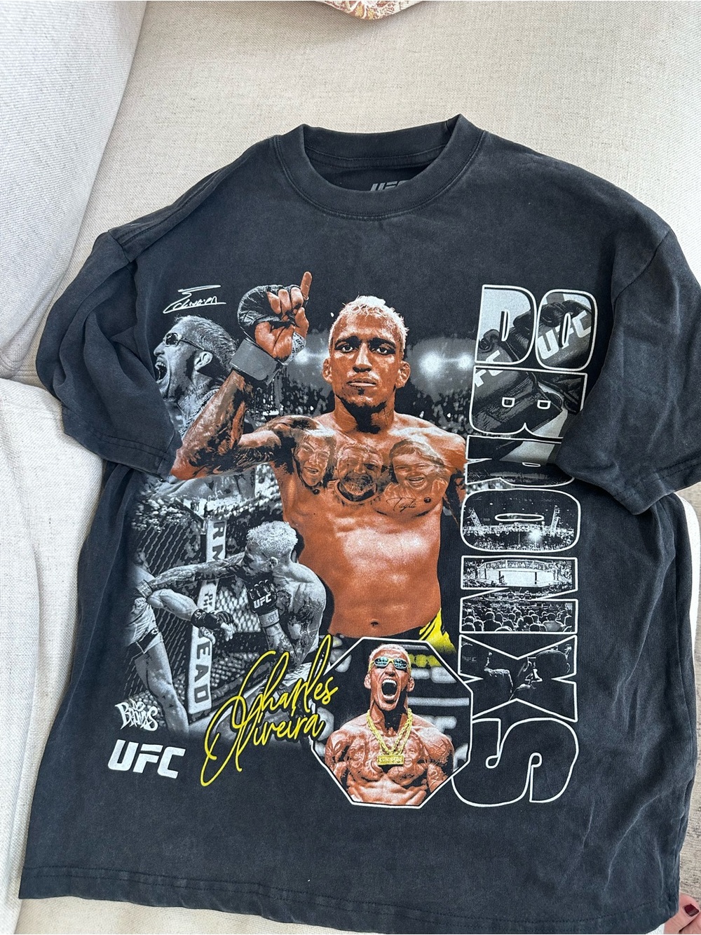 UFC Black Charles Oliveira Graphic Short Sleeve Tee Oversized
